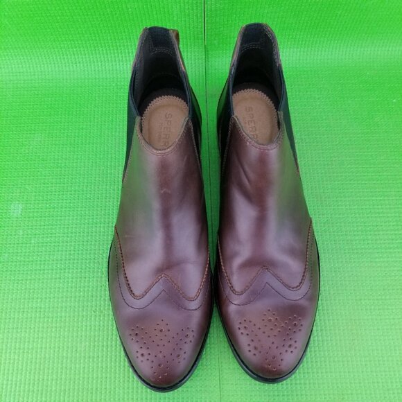 ✅Sperry Top Sider Fairpoint Chelsea Boot Brown Leather Wingtip Pull On Womens 10 - Picture 7 of 14